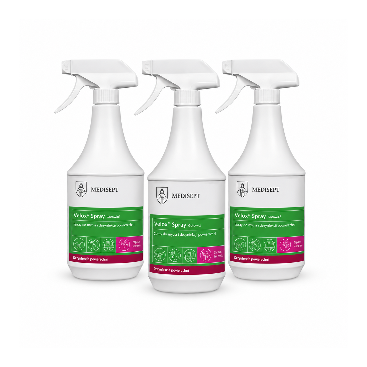 Zestaw 3x Płyn do dezynfekcji powierzchni Medisept Velox Spray 1l