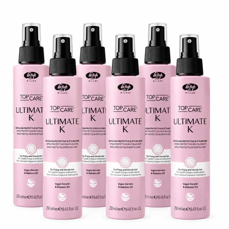 Zestaw 6x Spray termoochronny do prostowania włosów Lisap Top Care Ultimate K 250 ml Zestaw 6x Spray termoochronny do prostowania włosów Lisap Top Care Ultimate K 250 ml