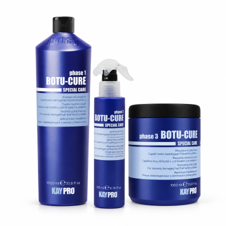 Zestaw do włosów zniszczoncyh: szampon, maska i spray KayPro Botu-Cure