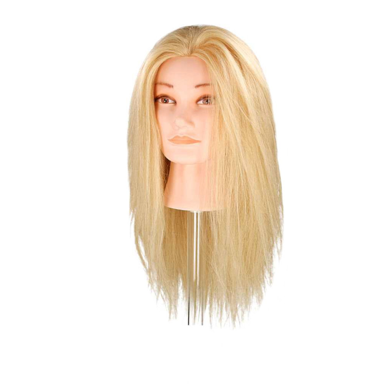 Główka fryzjerska treningowa Angel blond Zaremba do koków włosy naturalne 55 cm Główka fryzjerska treningowa Angel blond Zaremba do koków włosy naturalne 55 cm