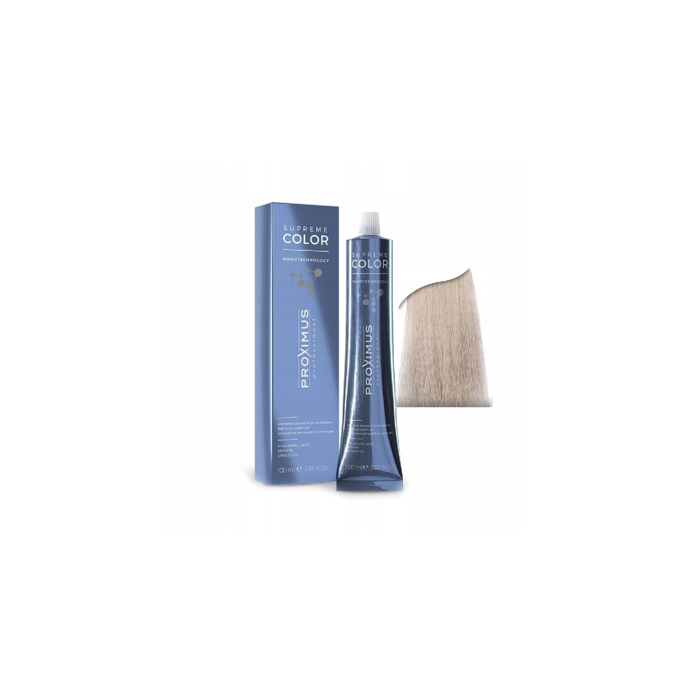 Farba do włosów Proximus Supreme Color Nanotechnology 10,1 rozjaśniający popielaty blond 100 ml Farba do włosów Proximus Supreme Color Nanotechnology 10,1 rozjaśniający popielaty blond 100 ml