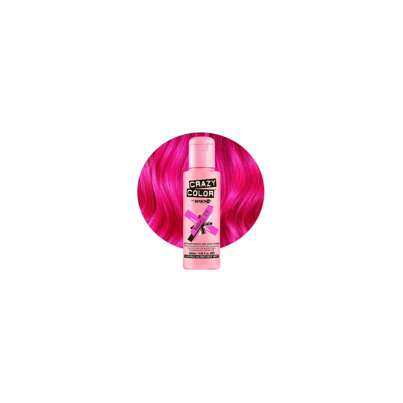 Krem do koloryzacji włosów Crazy Color Rebel UV neonowo-różowy 100 ml