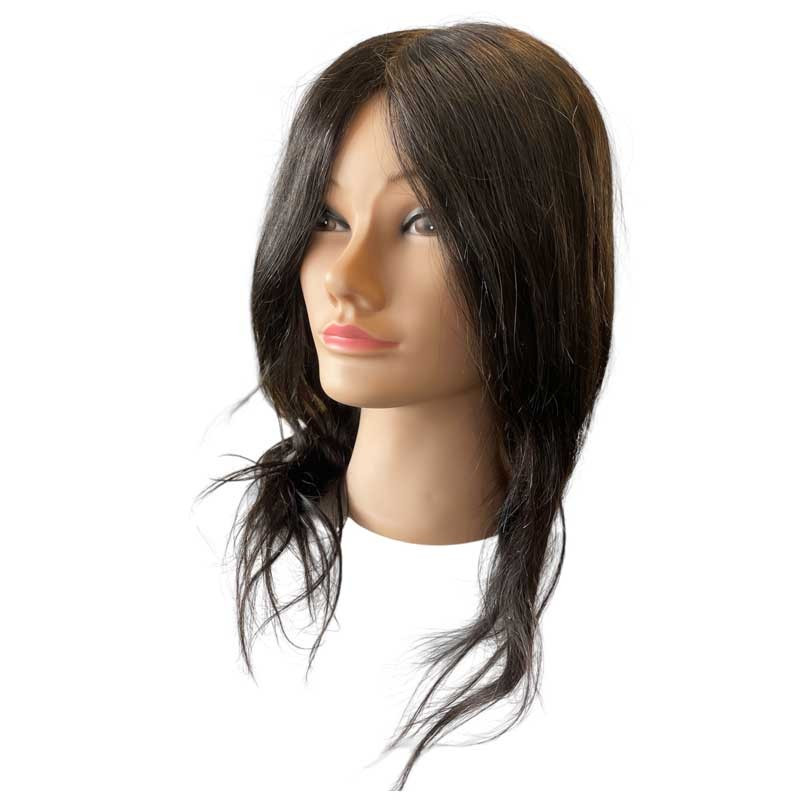 Główka fryzjerska treningowa Luiza ciemny brąz włosy naturalne 45 cm