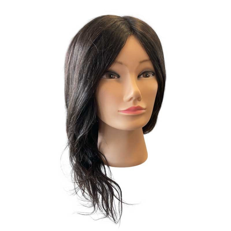 Główka fryzjerska treningowa Luiza ciemny brąz włosy naturalne 45 cm