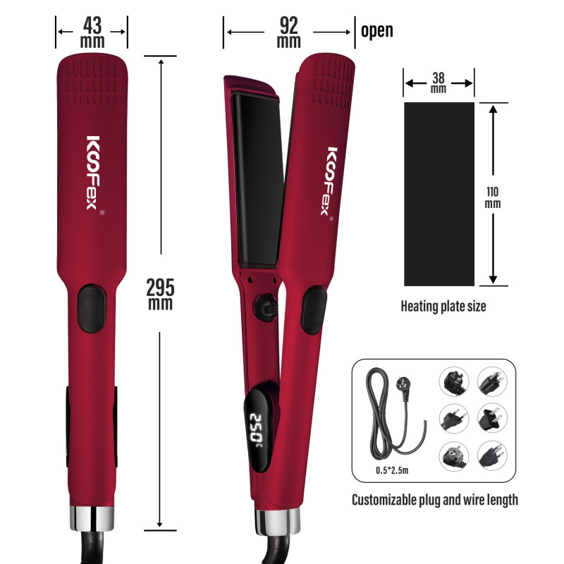 Prostownica do włosów z pływającymi płytkami aluminiowymi Technologia 2D 38 mm Koofex KF-006C