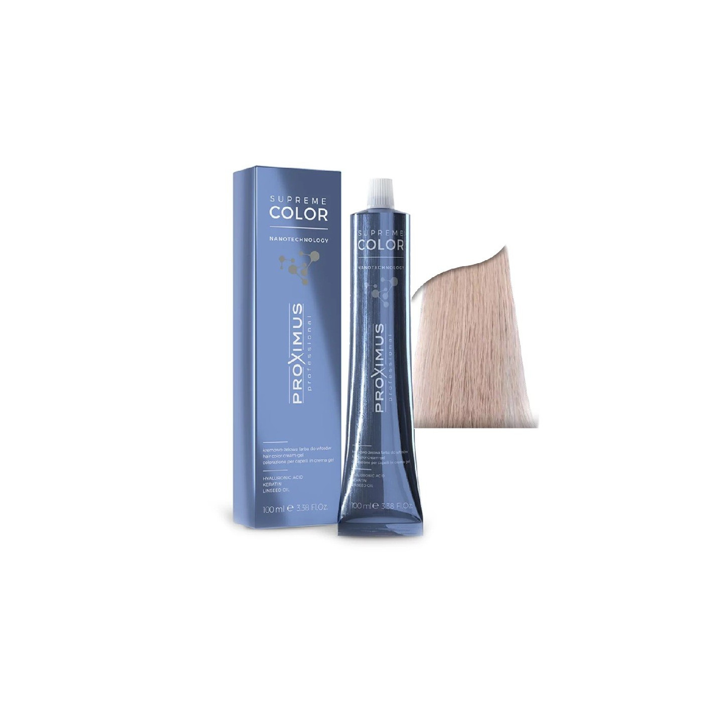 Farba do włosów Proximus Supreme Color Nanotechnology 10,21 bardzo jasny platynowy fioletowo popielaty blond 100 ml Farba do włosów Proximus Supreme Color Nanotechnology 10,21 bardzo jasny platynowy fioletowo popielaty blond 100 ml