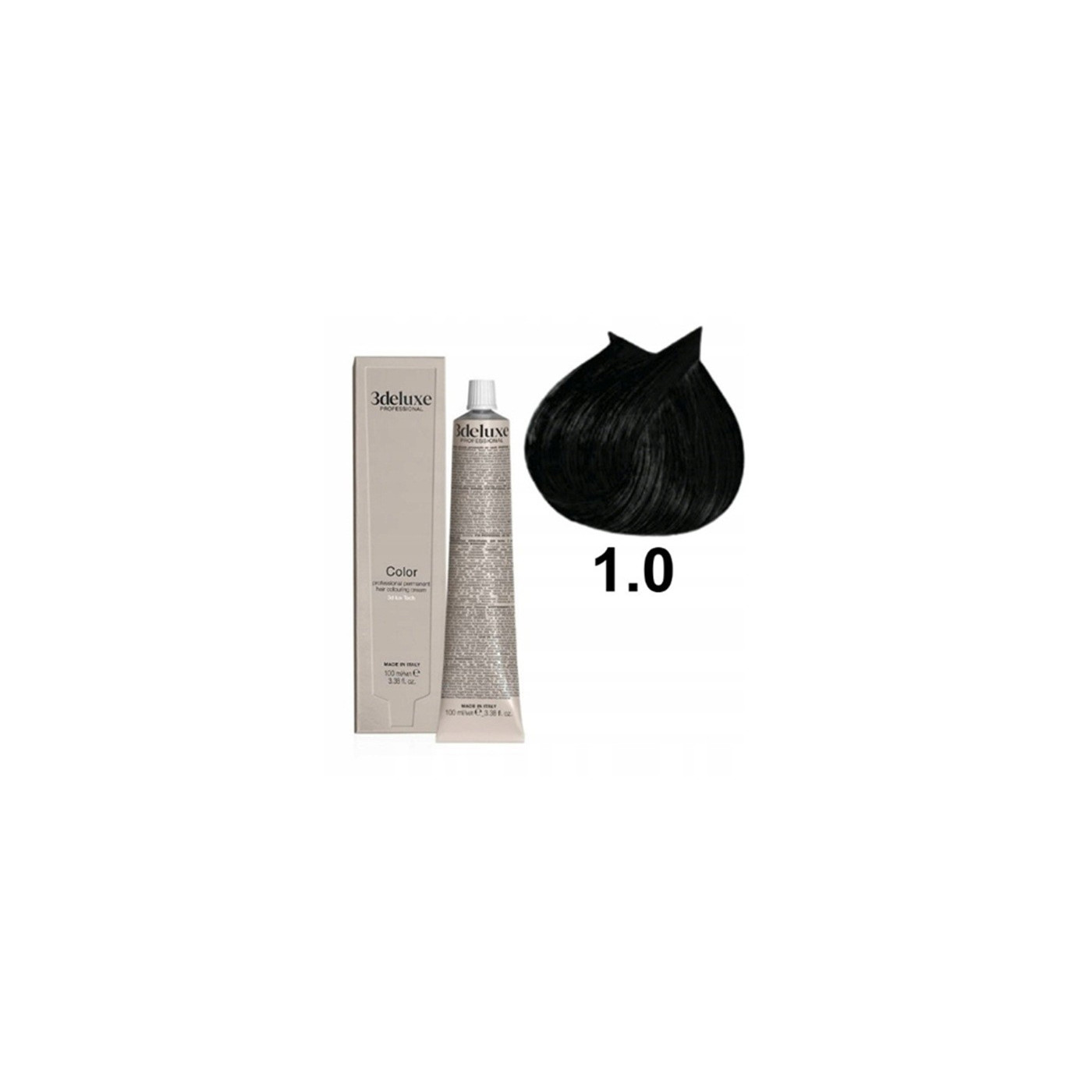Farba do włosów z olejkiem arganowym i ekstraktem z nagietka 3Deluxe Professional 1.0 czarna 100 ml Farba do włosów z olejkiem arganowym i ekstraktem z nagietka 3Deluxe Professional 1.0 czarna 100 ml