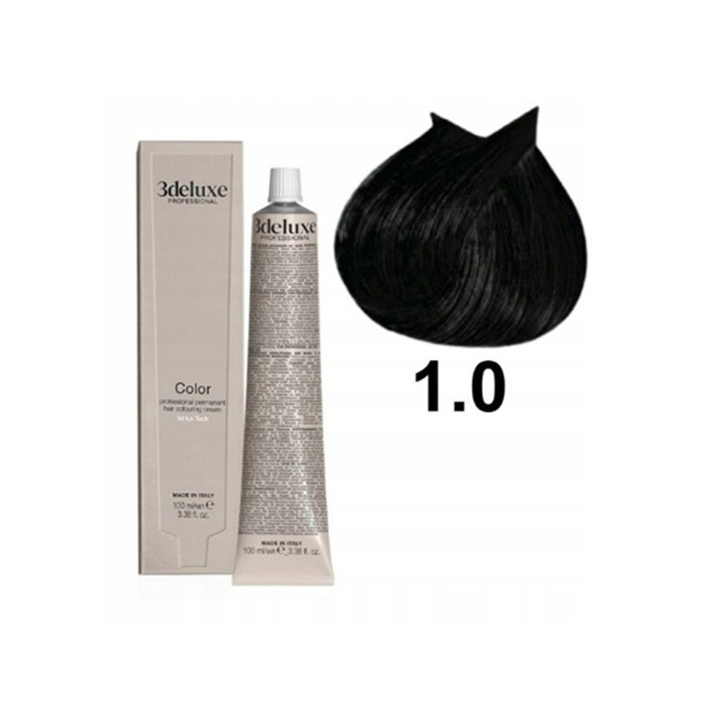 Farba do włosów z olejkiem arganowym i ekstraktem z nagietka 3Deluxe Professional 1.0 czarna 100 ml Farba do włosów z olejkiem arganowym i ekstraktem z nagietka 3Deluxe Professional 1.0 czarna 100 ml