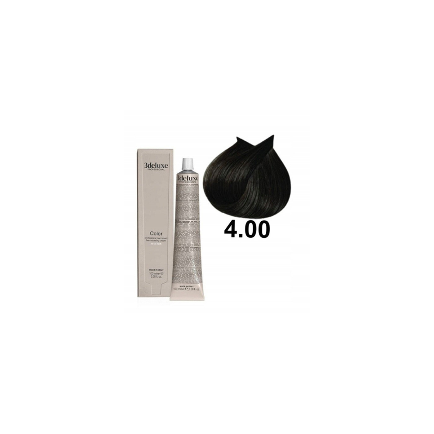 Farba do włosów z olejkiem arganowym i ekstraktem z nagietka 3Deluxe Professional 4.00 intensywny brąz 100 ml Farba do włosów z olejkiem arganowym i ekstraktem z nagietka 3Deluxe Professional 4.00 intensywny brąz 100 ml