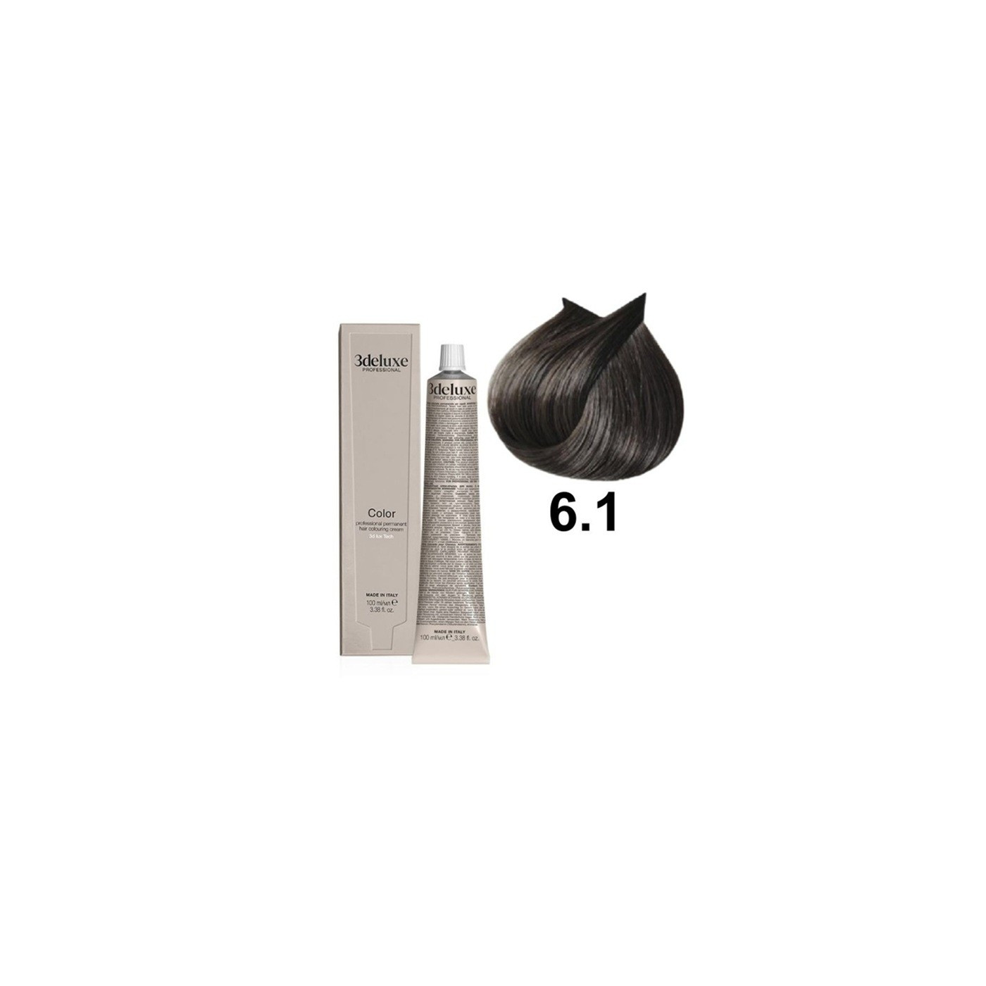 Farba do włosów z olejkiem arganowym i ekstraktem z nagietka 3Deluxe Professional 6.1 ciemny popielaty blond 100 ml Farba do włosów z olejkiem arganowym i ekstraktem z nagietka 3Deluxe Professional 6.1 ciemny popielaty blond 100 ml