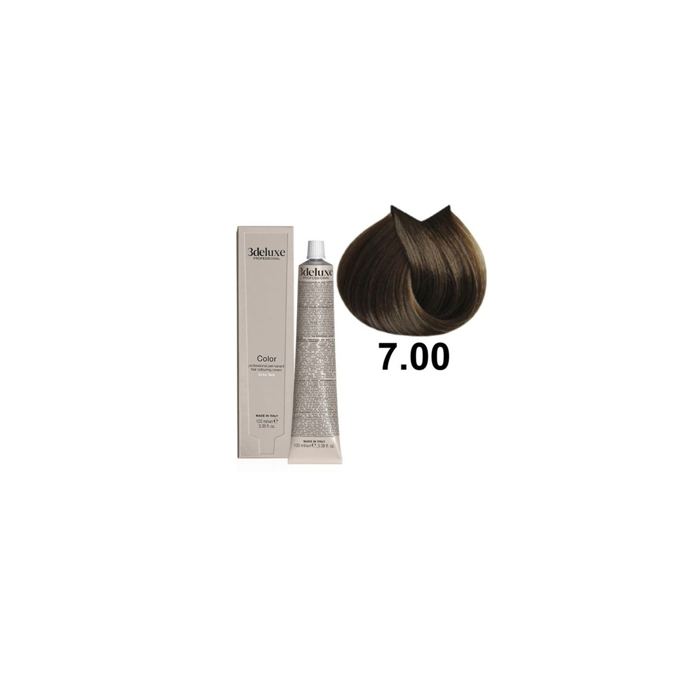 Farba do włosów z olejkiem arganowym i ekstraktem z nagietka 3Deluxe Professional 7.00 intensywny blond 100 ml Farba do włosów z olejkiem arganowym i ekstraktem z nagietka 3Deluxe Professional 7.00 intensywny blond 100 ml