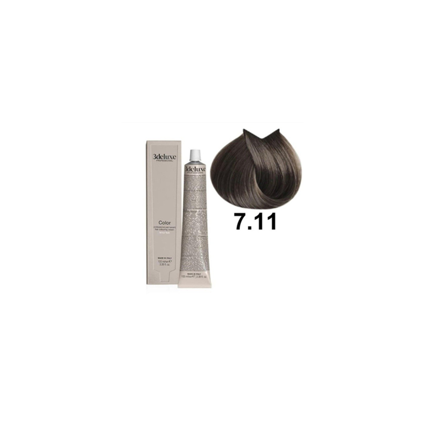 Farba do włosów z olejkiem arganowym i ekstraktem z nagietka 3Deluxe Professional 7.11 intensywny popielaty blond 100 ml Farba do włosów z olejkiem arganowym i ekstraktem z nagietka 3Deluxe Professional 7.11 intensywny popielaty blond 100 ml