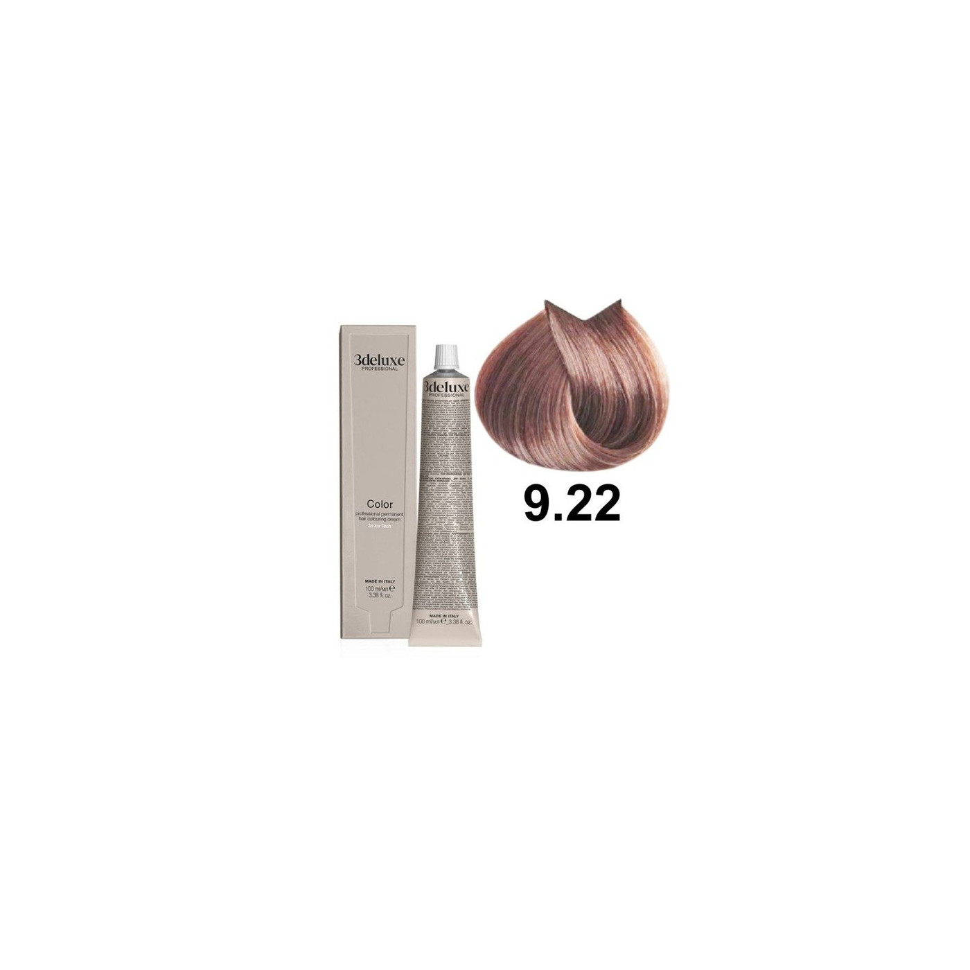 Farba do włosów z olejkiem arganowym i ekstraktem z nagietka 3Deluxe Professional 9.22 bardzo jasny fioletowy różany blond