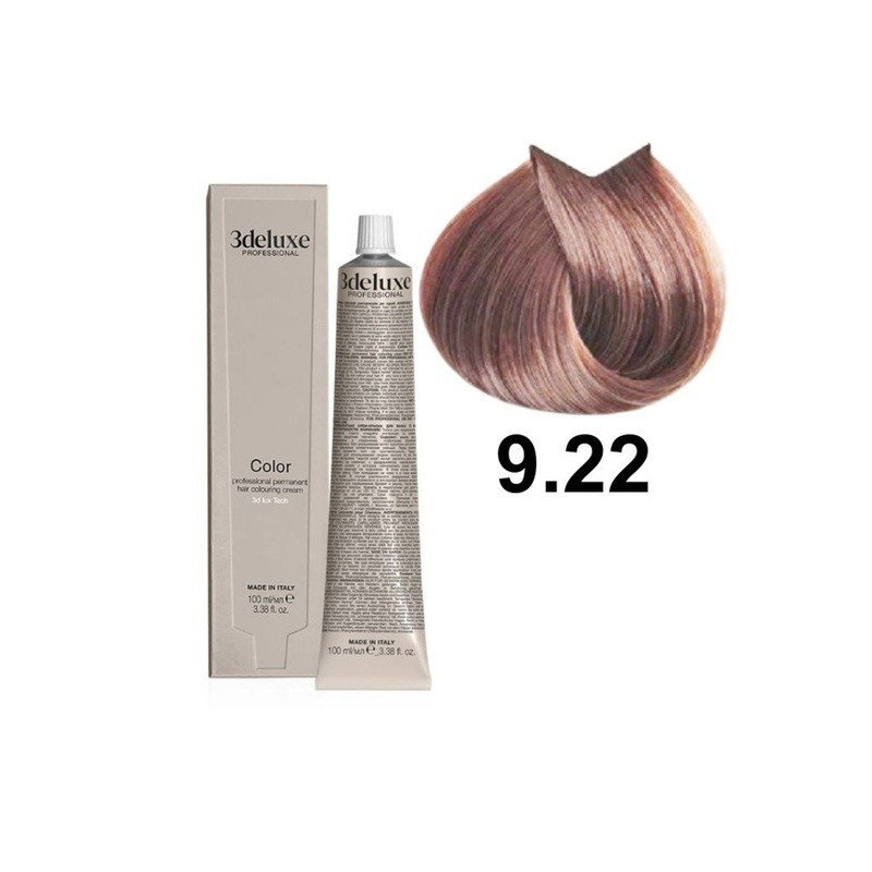 Farba do włosów z olejkiem arganowym i ekstraktem z nagietka 3Deluxe Professional 9.22 bardzo jasny fioletowy różany blond