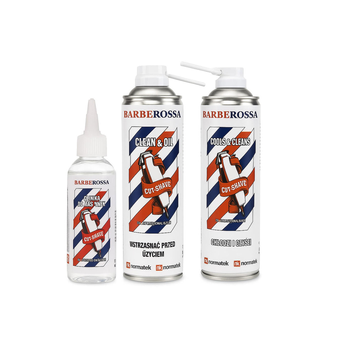 Zestaw do maszynek: sprężone powietrze, spray i oliwka Barberossa