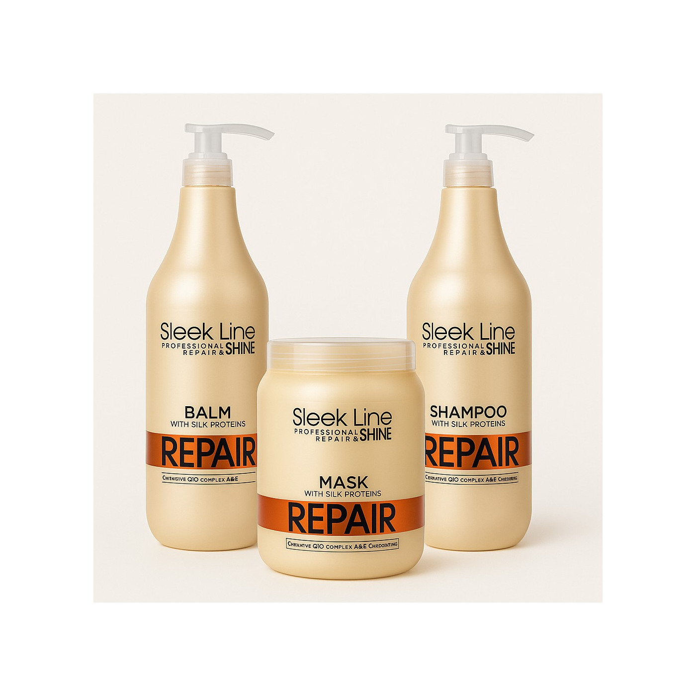 Zestaw z jedwabiem do włosów: szampon, maska i balsam Stapiz Sleek Line Repair 1000 ml Zestaw z jedwabiem do włosów: szampon, maska i balsam Stapiz Sleek Line Repair 1000 ml
