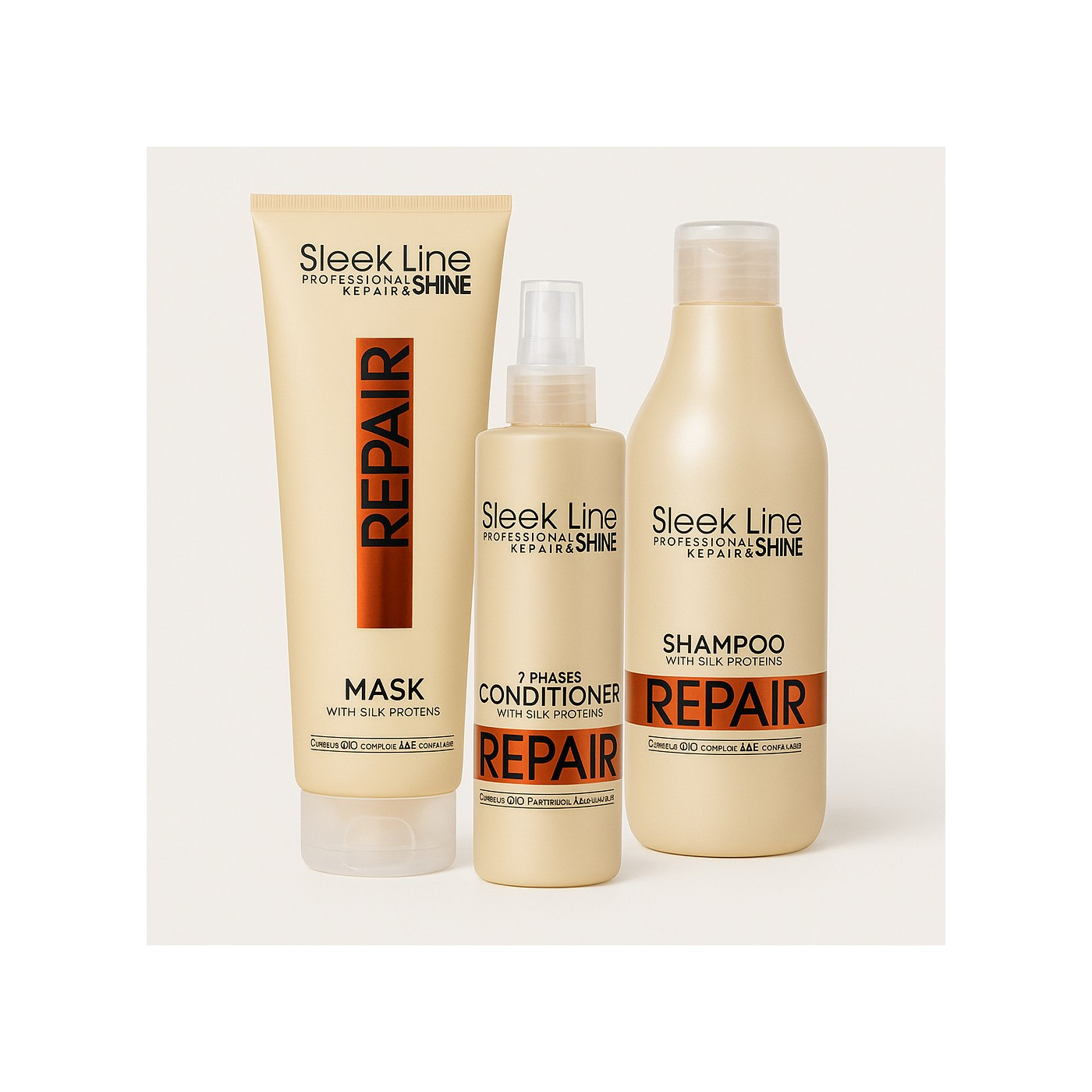 Zestaw z jedwabiem do włosów: szampon, maska i odżywka dwufazowa Stapiz Sleek Line Repair Zestaw z jedwabiem do włosów: szampon, maska i odżywka dwufazowa Stapiz Sleek Line Repair