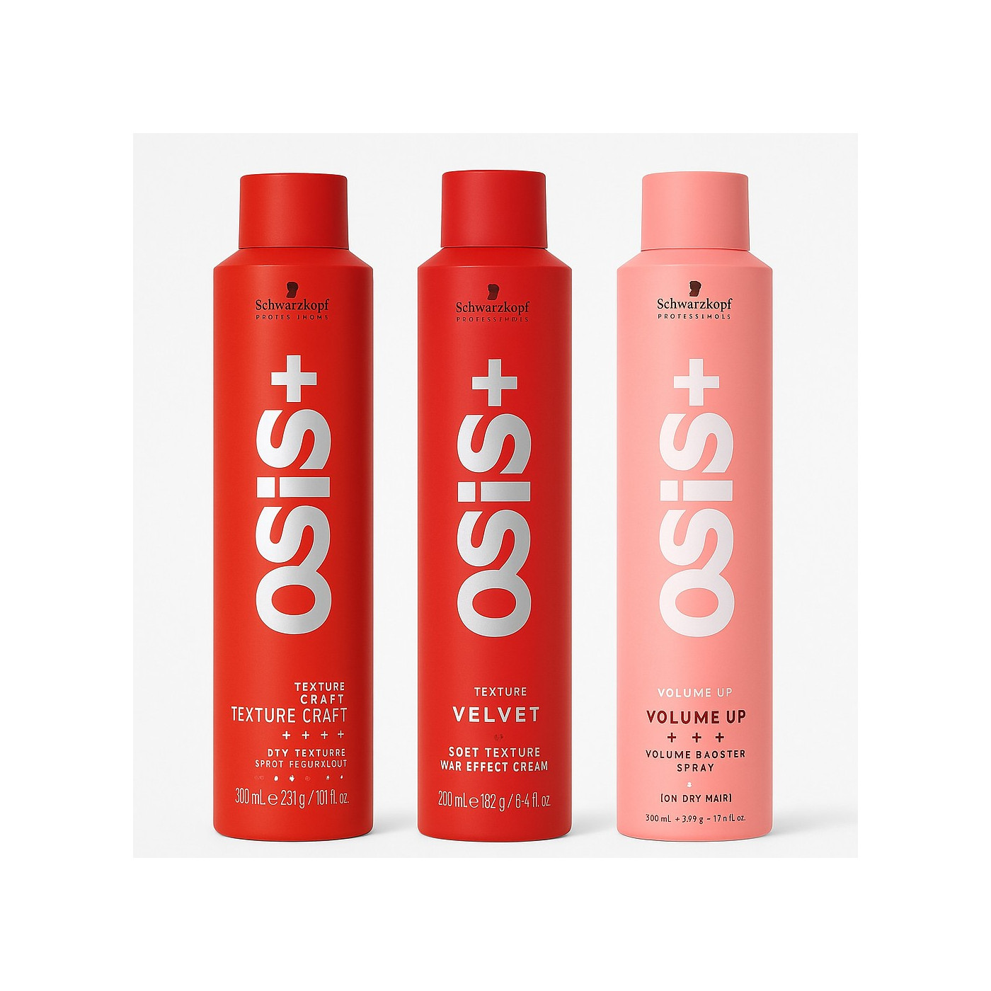 Zestaw do włosów: spray zwiększający objętość, spray teksturyzujący i spray z efektem wosku Schwarzkopf Professional OSiS+ Zestaw do włosów: spray zwiększający objętość, spray teksturyzujący i spray z efektem wosku Schwarzkopf Professional OSiS+