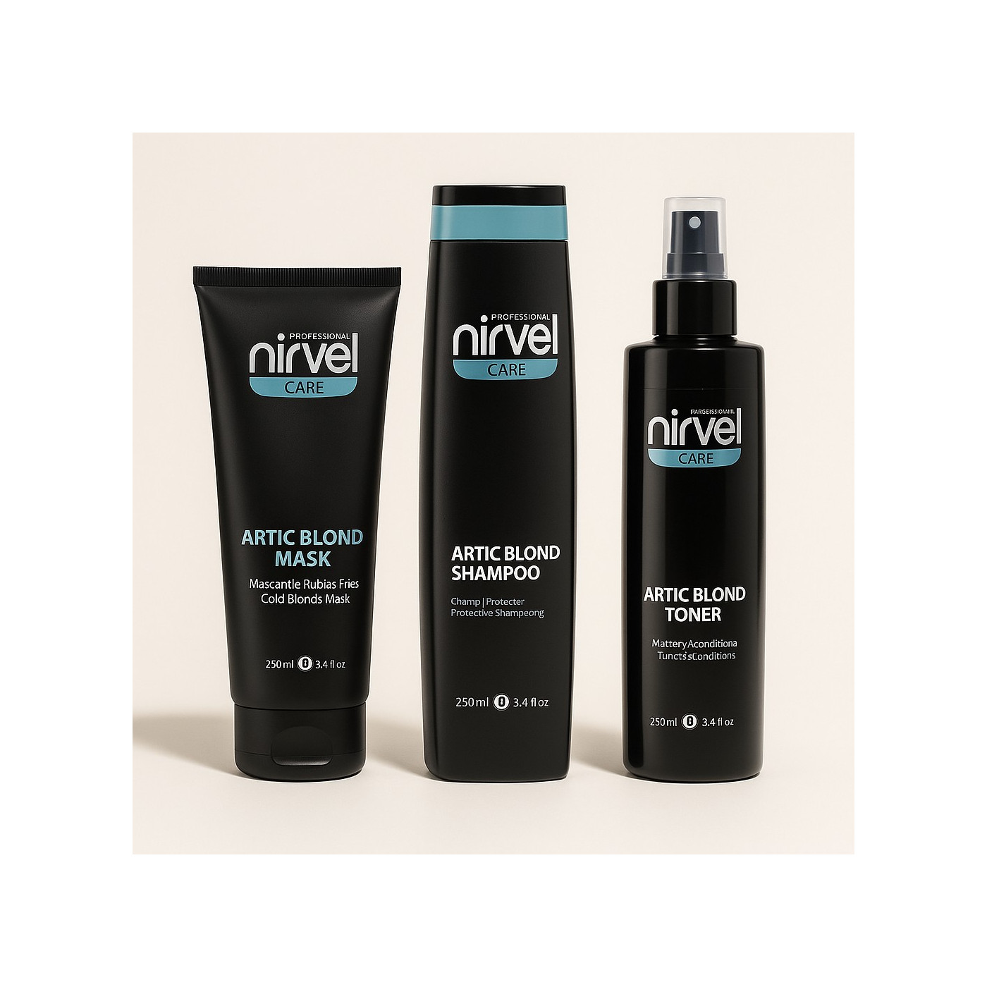 Zestaw do włosów blond: szampon, maska i toner Nirvel Artic Blond 250 ml Zestaw do włosów blond: szampon, maska i toner Nirvel Artic Blond 250 ml