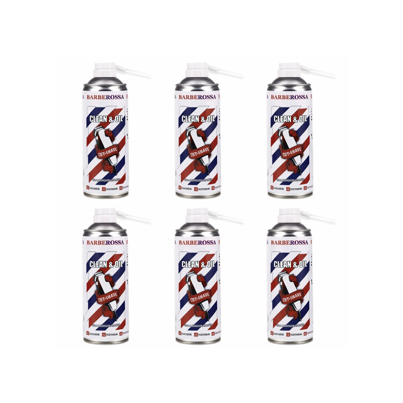 Zestaw 6x Spray do maszynek 5w1 Barberossa clean& oil 500 ml Zestaw 6x Spray do maszynek 5w1 Barberossa clean& oil 500 ml