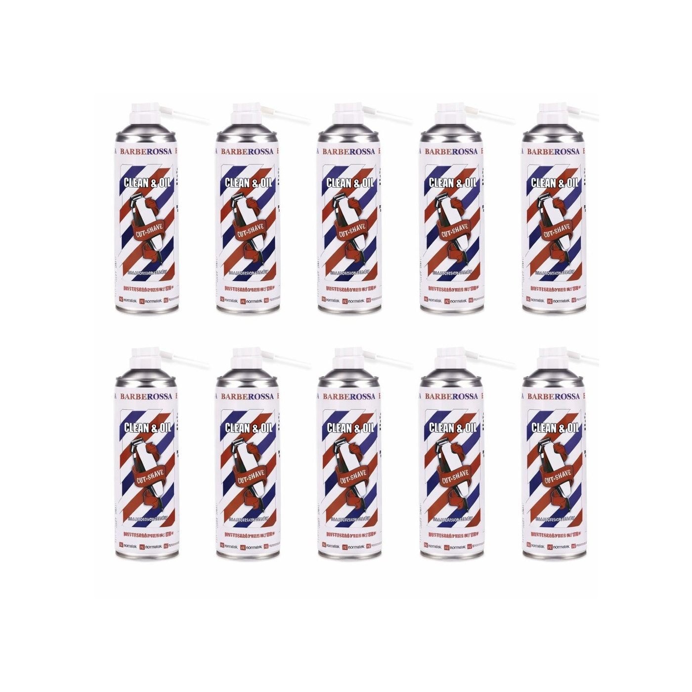 Zestaw 12x Spray do maszynek 5w1 Barberossa clean& oil 500 ml
