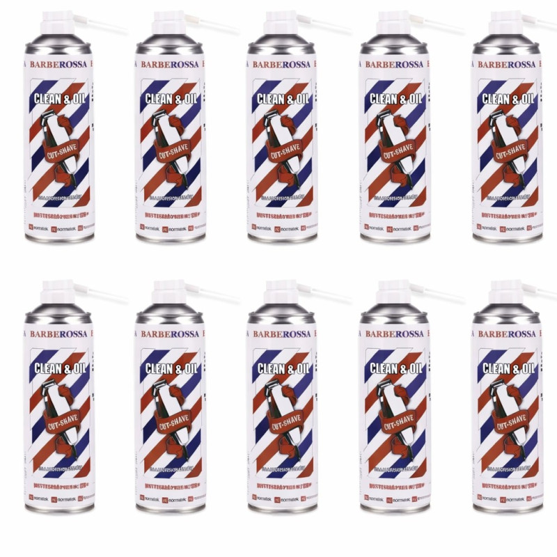 Zestaw 12x Spray do maszynek 5w1 Barberossa clean& oil 500 ml