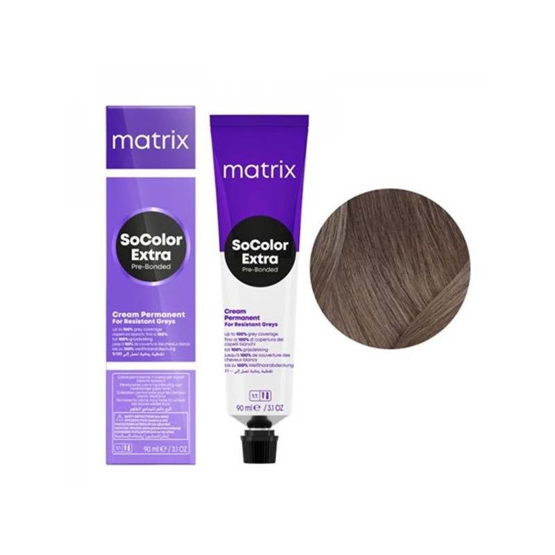 Farba do krycia włosów siwych Matrix SoColor Extra Coverage 506NA ekstra kryjący ciemny blond neutralny popielaty 90 ml