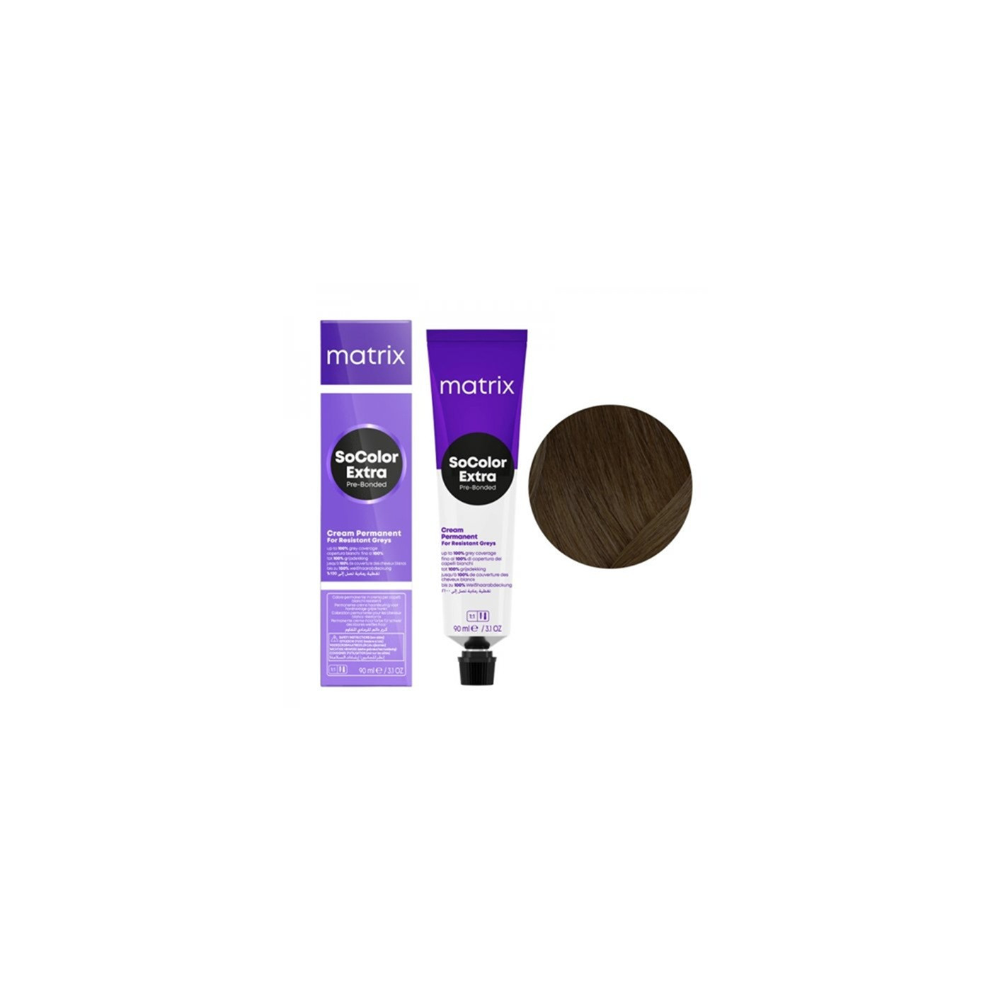 Farba do krycia włosów siwych Matrix SoColor Pre- Bonded Extra Coverage 504N intensywnie kryjący średni brąz neutralny 90 ml