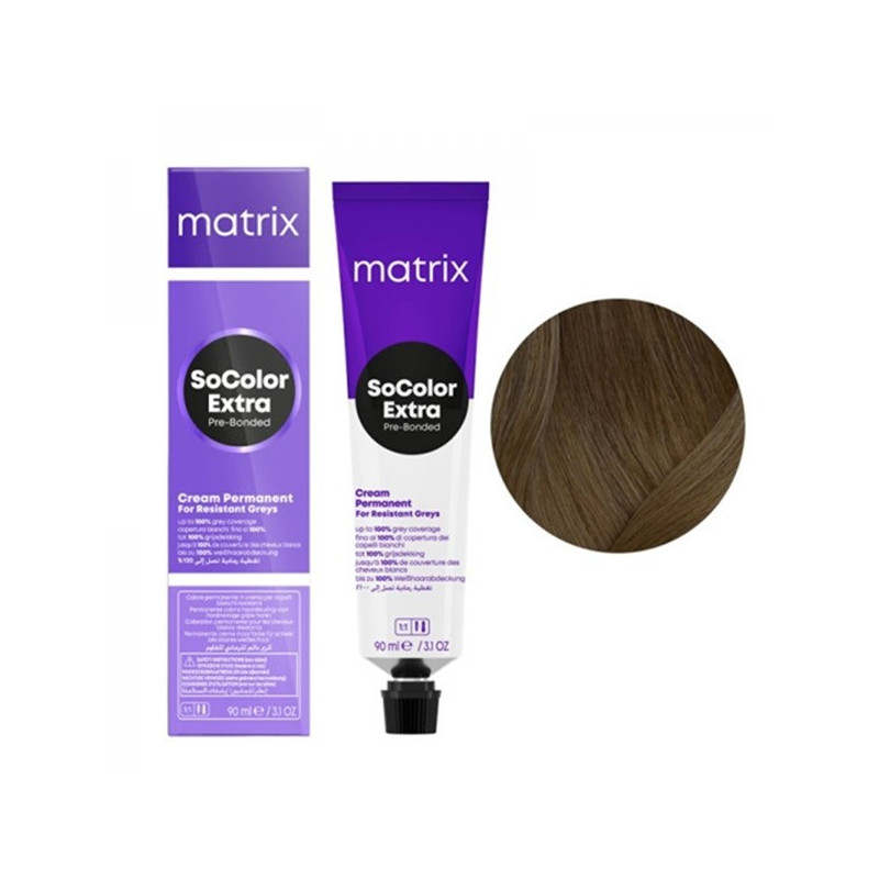 Farba do krycia włosów siwych Matrix SoColor Pre- Bonded Extra Coverage 505N intensywnie kryjący jasny brąz neutralny 90 ml Farba do krycia włosów siwych Matrix SoColor Pre- Bonded Extra Coverage 505N intensywnie kryjący jasny brąz neutralny 90 ml