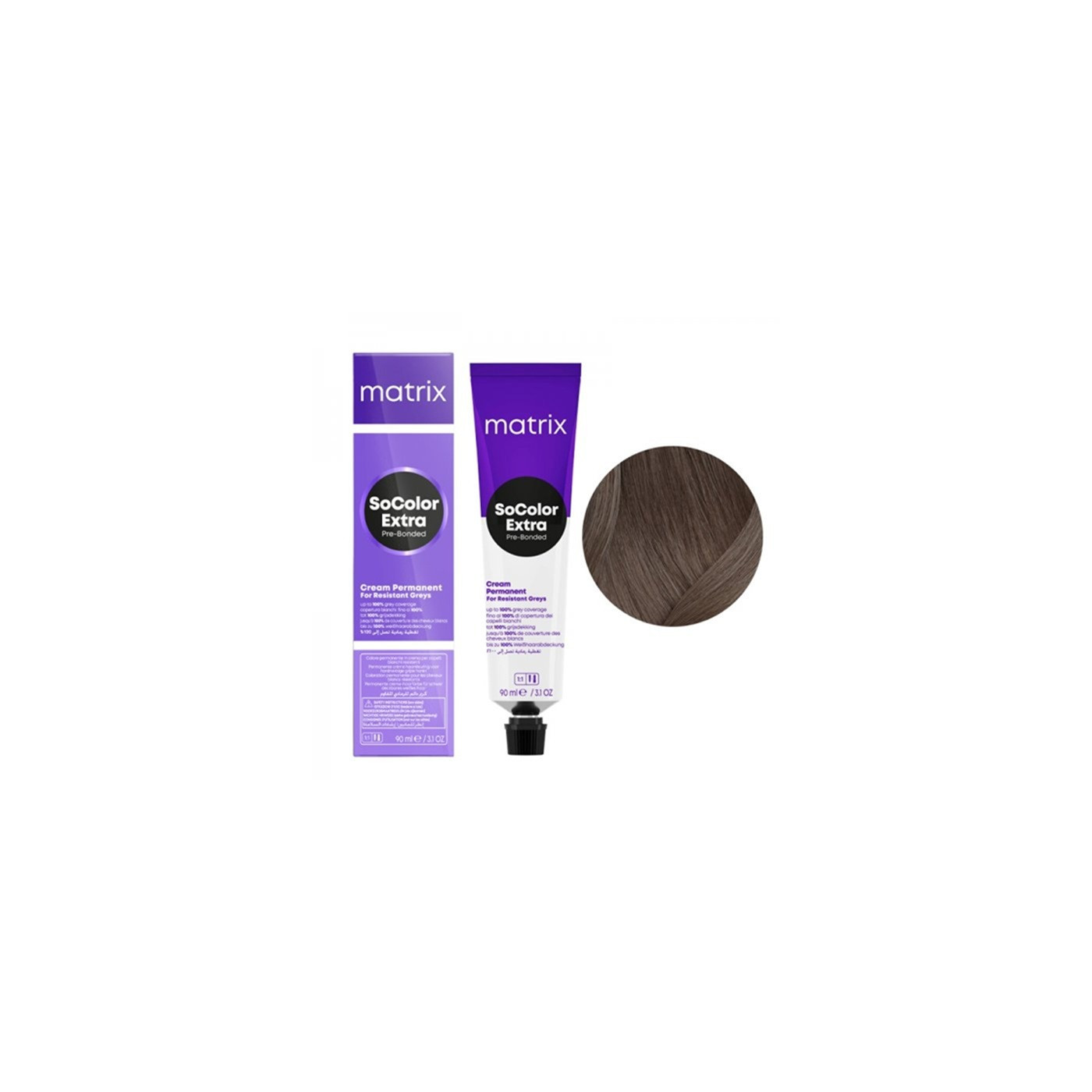 Farba do krycia włosów siwych Matrix SoColor Extra Coverage 505NA ekstra kryjący jasny brąz neutralny popielaty 90 ml