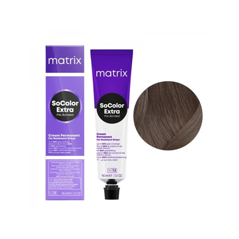 Farba do krycia włosów siwych Matrix SoColor Extra Coverage 505NA ekstra kryjący jasny brąz neutralny popielaty 90 ml