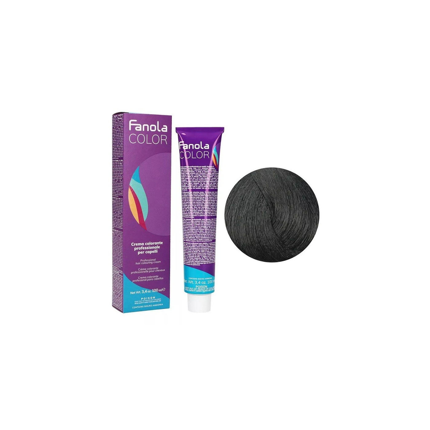 Farba do włosów Fanola Color Cream 1.0 czarny 100 ml Farba do włosów Fanola Color Cream 1.0 czarny 100 ml
