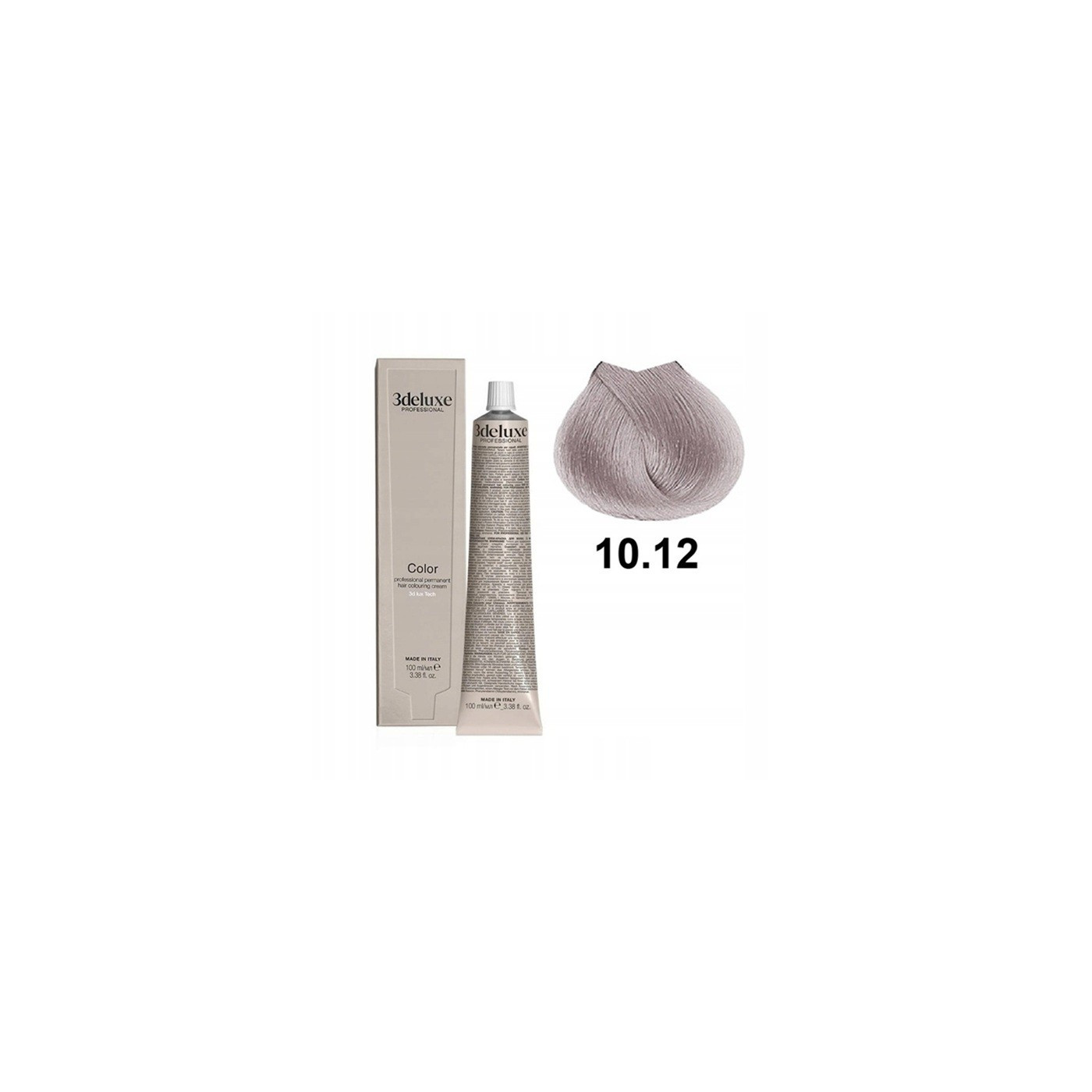 Farba do włosów z olejkiem arganowym i ekstraktem z nagietka 3Deluxe Professional 10.12 platynowo-popielaty blond 100 ml Farba do włosów z olejkiem arganowym i ekstraktem z nagietka 3Deluxe Professional 10.12 platynowo-popielaty blond 100 ml