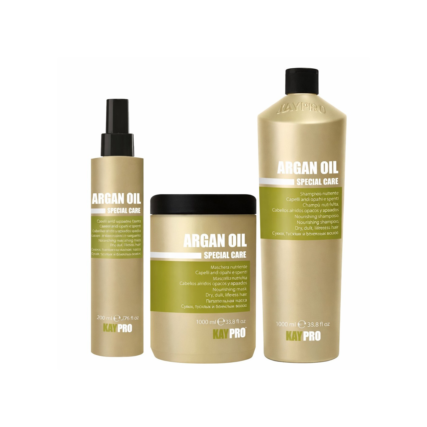 Zestaw do włosów suchych: szampon, maska i odżywka KayPro Argan Oil Special Care