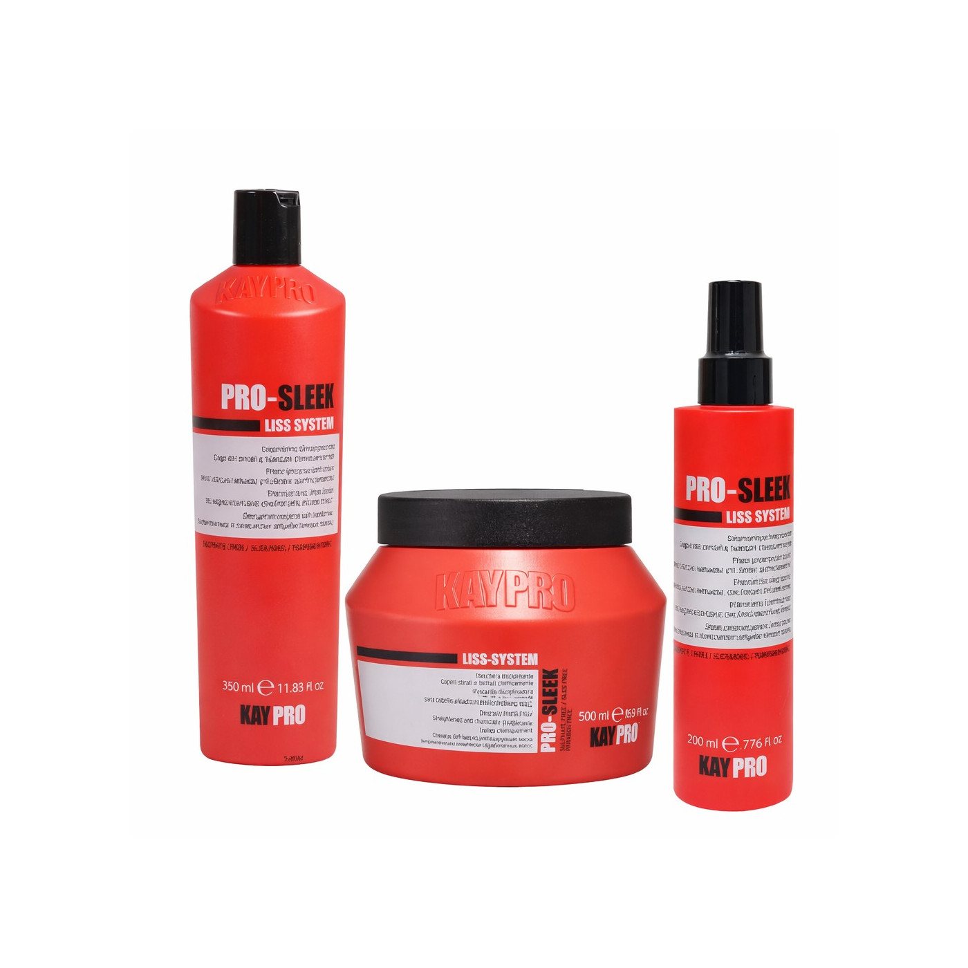 Zestaw do włosów prostowanych: szampon, maska i spray KayPro Pro Sleek Liss System Zestaw do włosów prostowanych: szampon, maska i spray KayPro Pro Sleek Liss System