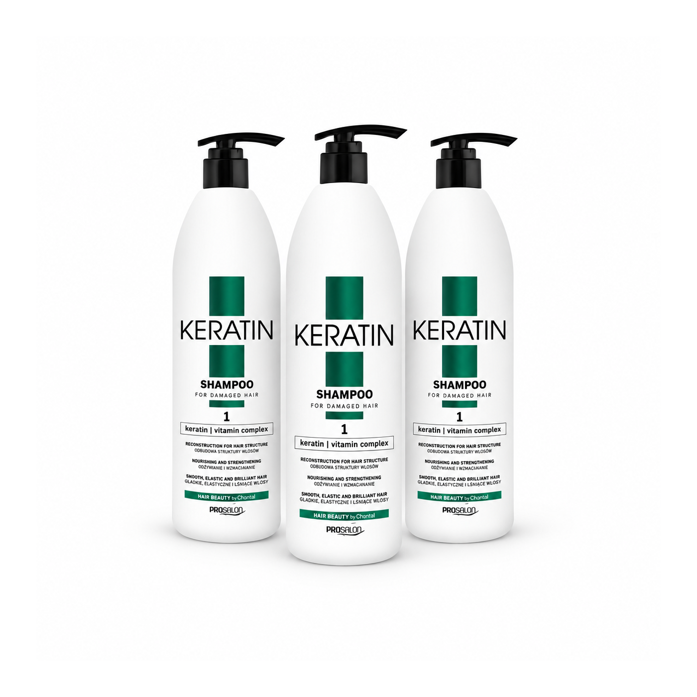 Zestaw 3x Szampon regenerujący z keratyną do włosów Chantal Prosalon Keratin 1000 ml