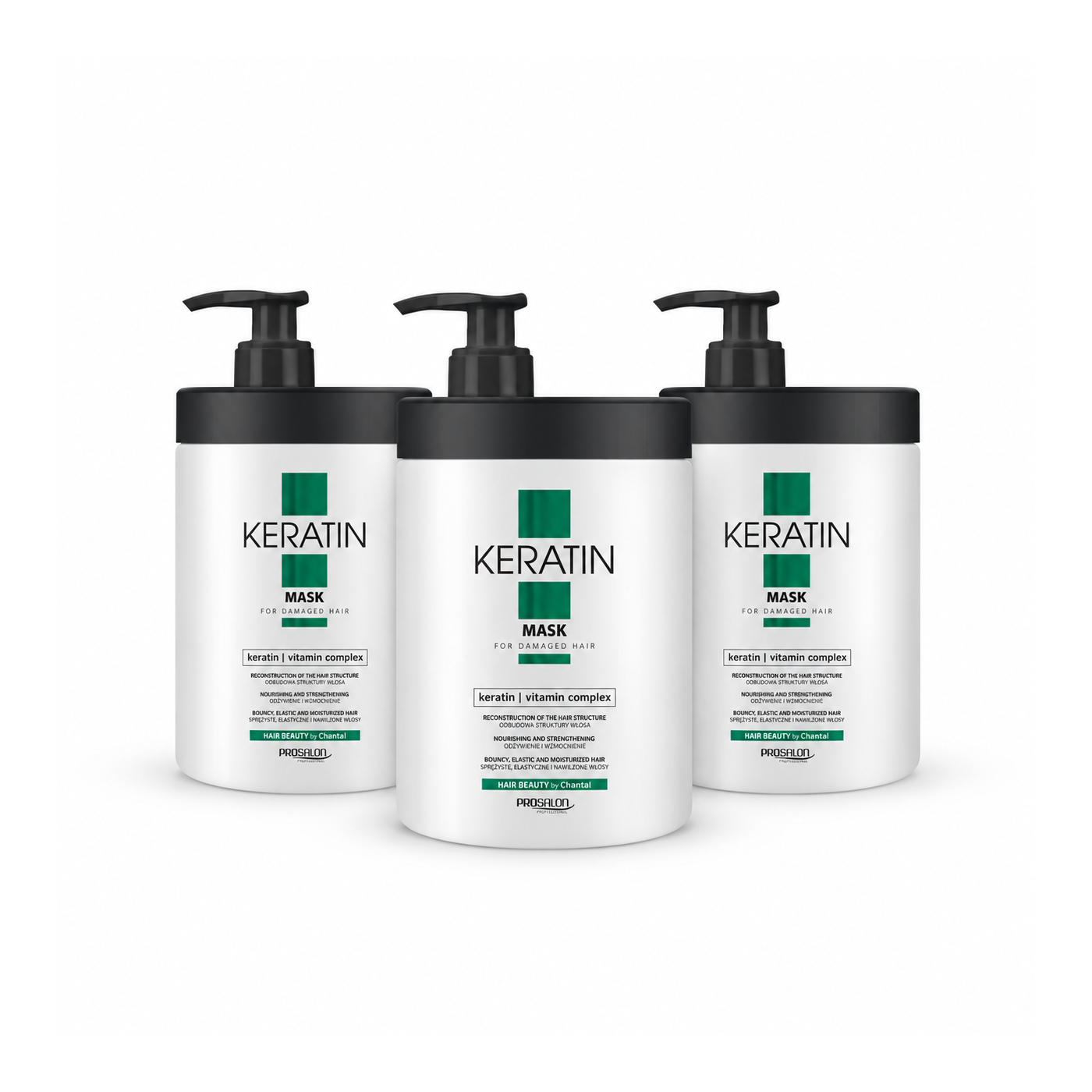 Zestaw 3x Maska z keratyną do włosów Chantal Prosalon Keratin 1000 ml