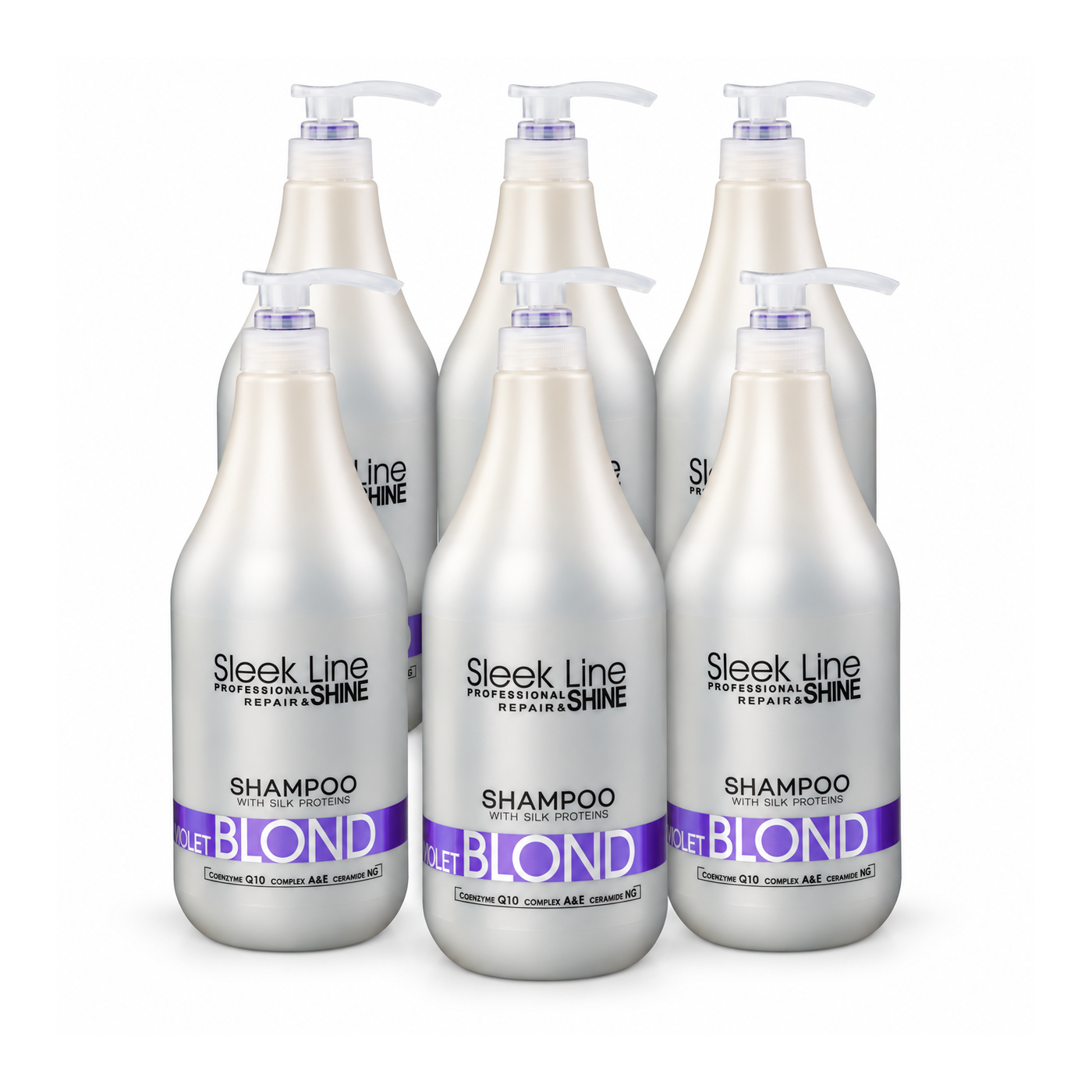 Zestaw 6x Szampon neutralizujący do włosów blond Stapiz Sleek Line Violet Blond 1000 ml