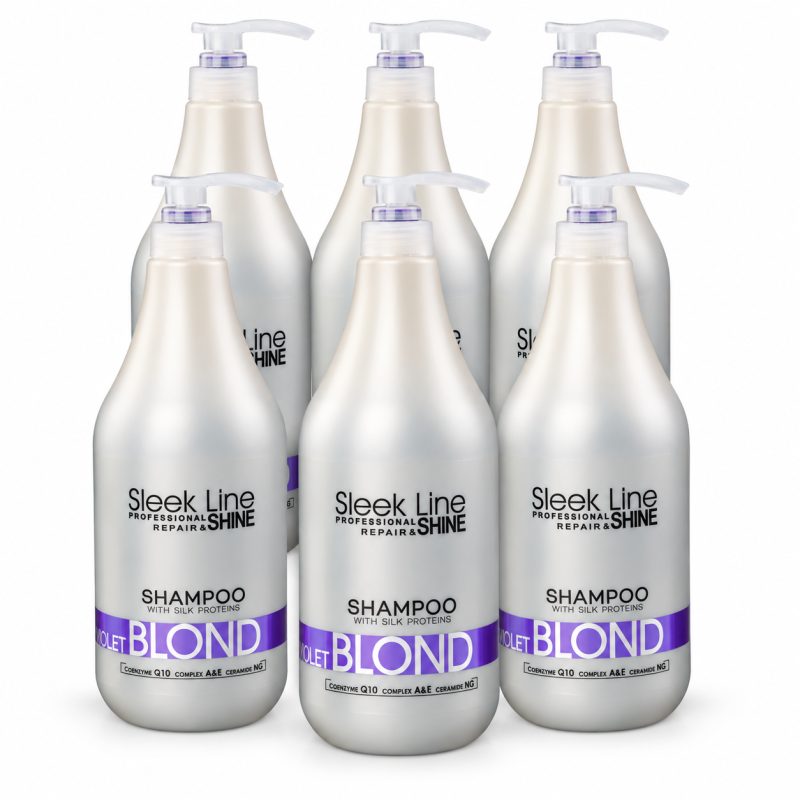 Zestaw 6x Szampon neutralizujący do włosów blond Stapiz Sleek Line Violet Blond 1000 ml
